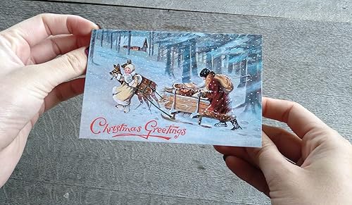 Miniatura 6 de PIXILUV White Christmas (paquete de 12) tarjetas de notas pequeñas tarjetas de felicitación # escenas de Navidad frías invernales  postales de