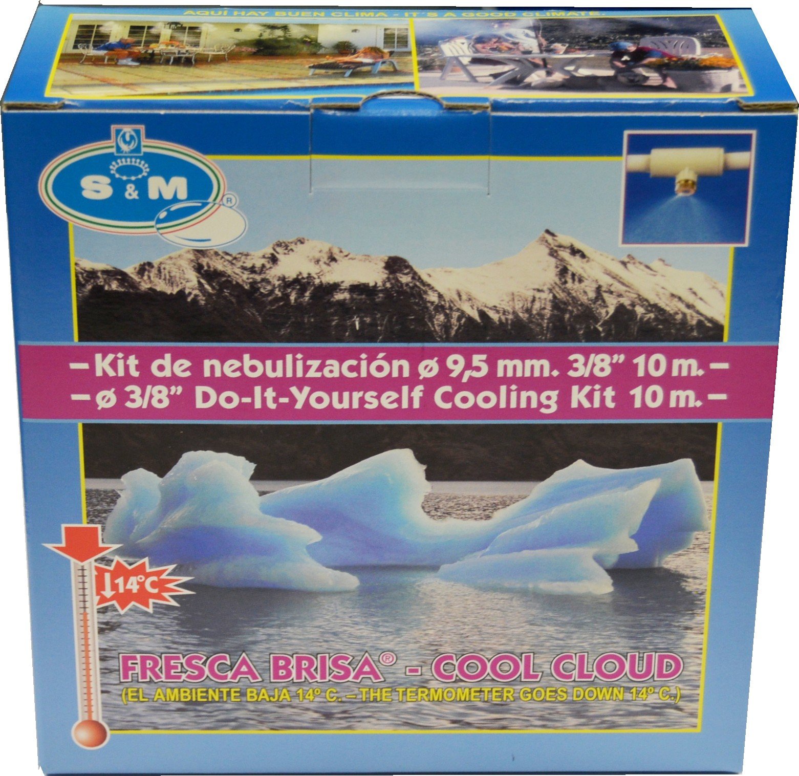 S&M Kit de nebulización para Grifo de Rosca 3/8" Pulgadas. Reduce hasta 14ºC la Temperatura. 10 Metros