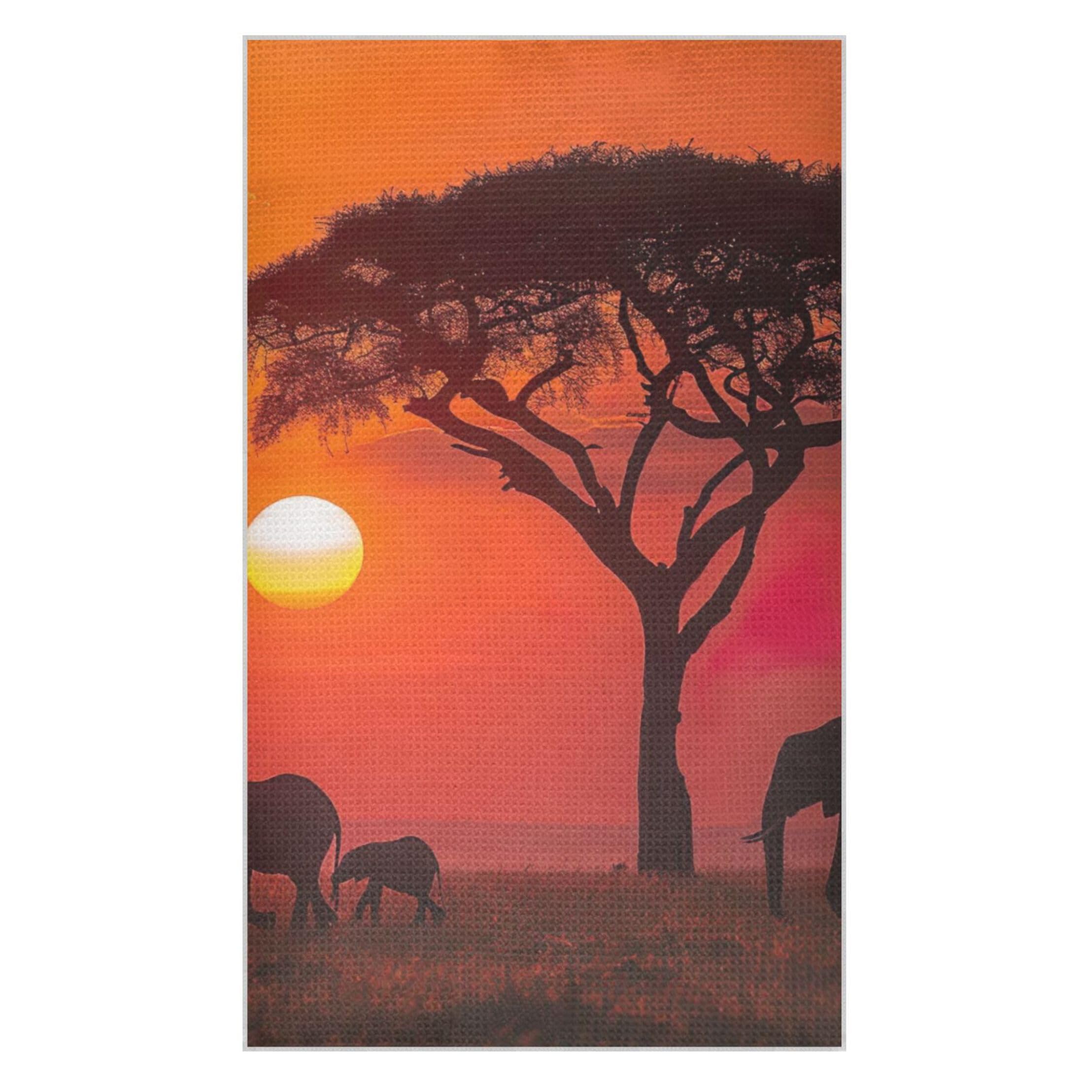 Kutsu Africa Animals Waffle Weave Kitchen Towels Absorbent Quick Drying Dish Towels for Kitchen, Decorative Tea Towel, 18x30 in