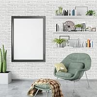 Hode Öntapadós tapétafólia tégla kőhatás mintával, fehér, vízálló, 90 x 600 cm, bútor és fal dekorációhoz 3