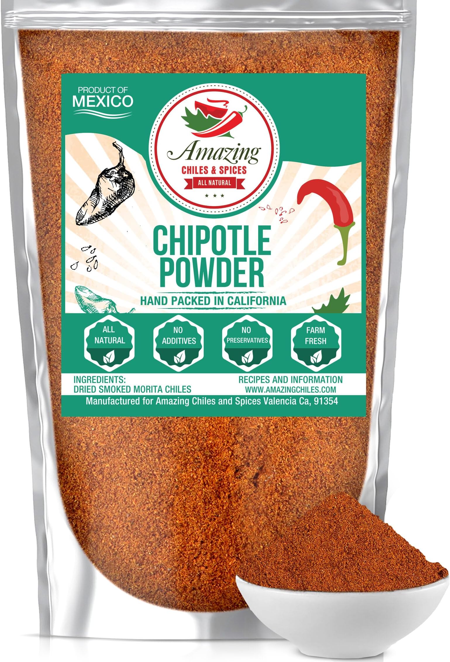 Chipotle Chili Powder Seasoning 8oz – Natural and Premium. Great For Meats, Grilling Rubs, Sauces, Salsa. Medium to High Heat - Sweet Smoky Flavor. .