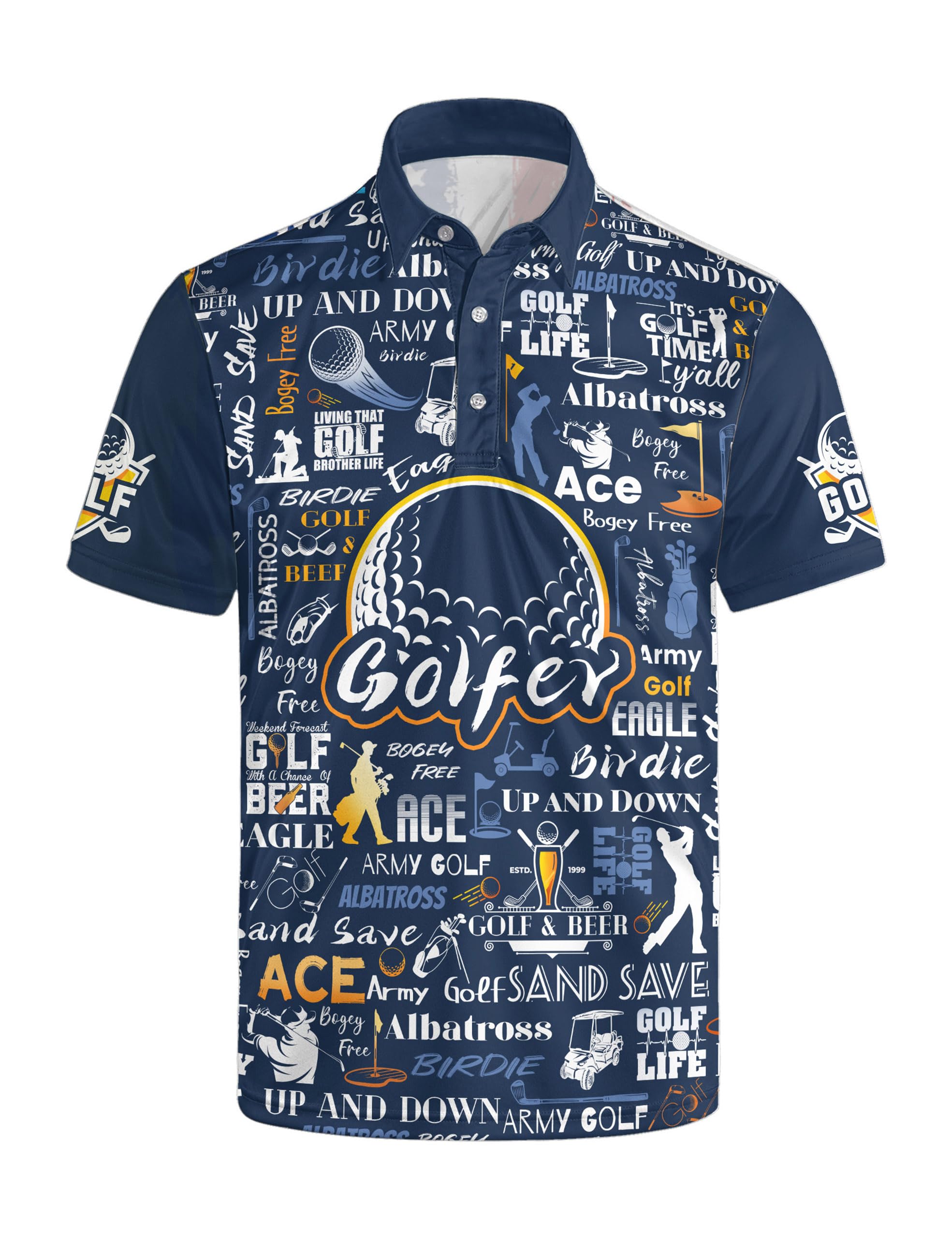 Wemkuqa Funny Golf Shirts for Men Moisture Wicking Men's Fun Golf Polo Shirts Quick-Dry Polo Shirts Short Sleeve