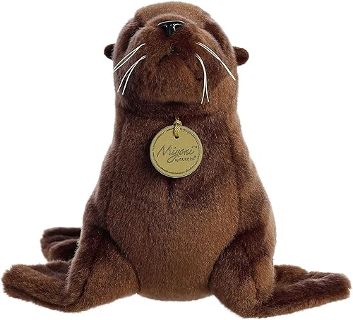 Miniatura 2 de Aurora Adorable león marino de peluche Miyoni, detalle realista, compañía entrañable, marrón, 11 pulgadas