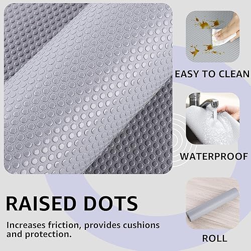 Miniatura 6 de Revestimiento para estantes de 24 pulgadas de ancho, revestimientos impermeables para gabinetes, no adhesivo, fácil de cortar debajo del fregadero,