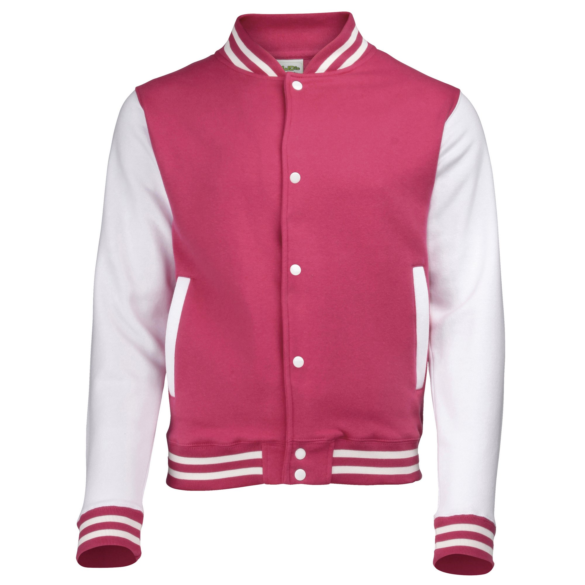 Awdis Unisex Kids Hot Pink/White Kids Varsity Jacket / Schoolwear (7-8) ()