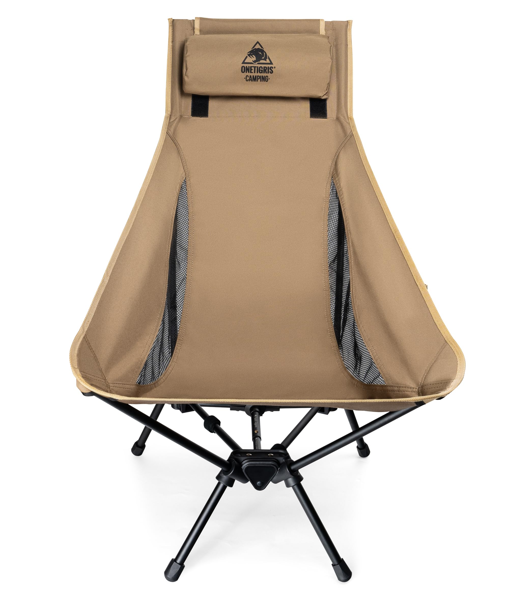 OneTigris TIGERBLADE Campingstuhl Hochlehner faltbar 150 kg, Klappstuhl Camping leicht Dreiecksrahmen, Angelstuhl klappbar mit 2 Seitentaschen, Faltstuhl Ultraleicht für Outdoor, Wandern