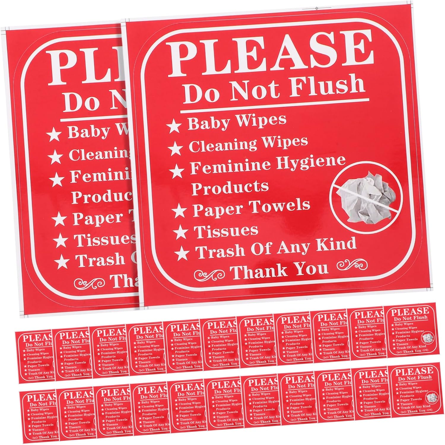 24pcs Do Not Flush Toilet Stickers Bathroom Information Decals for Responsible Usage for Home and Commercial Restrooms Easy to Remove and Replace