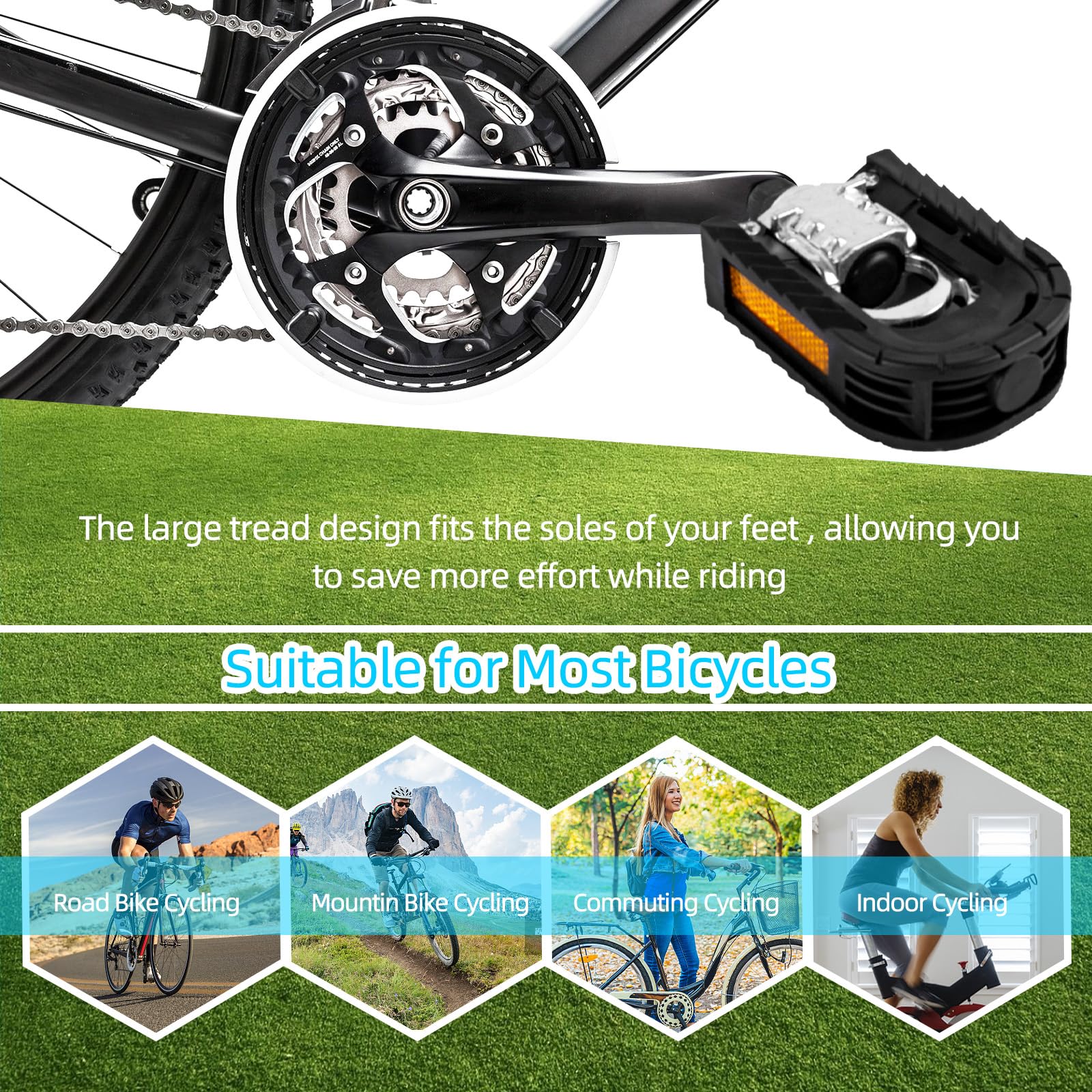 Pedali Per Bici Universali In Lega Di Alluminio - Antiscivolo Con Catarifrangenti - Adatti Per MTB, City Bike E Bici Da Corsa - Foto 10