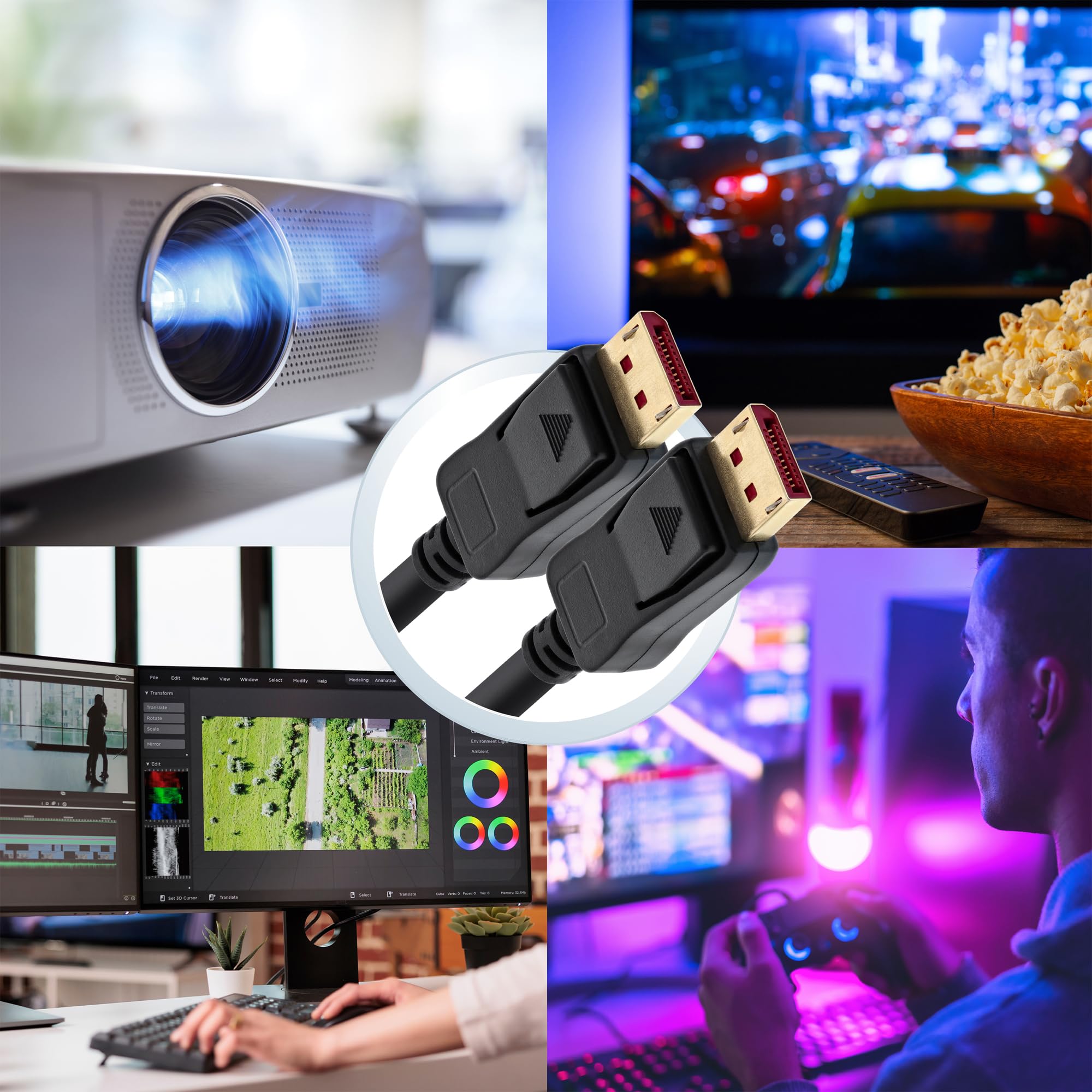 InLine DisplayPort 1.4 kabel, 1 m, pozłacane styki, 8K 60 Hz, 4K 120 Hz, HDR, czarny, 15301