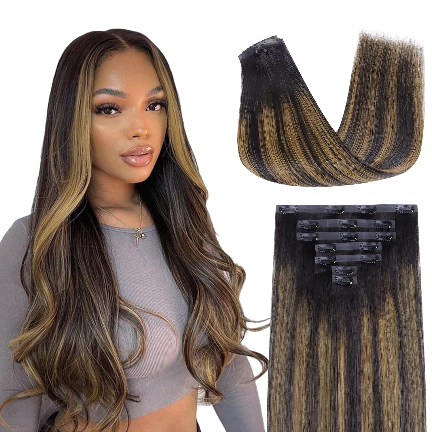 Lashey Straight Seamless Hair Extensions Real Human Hair