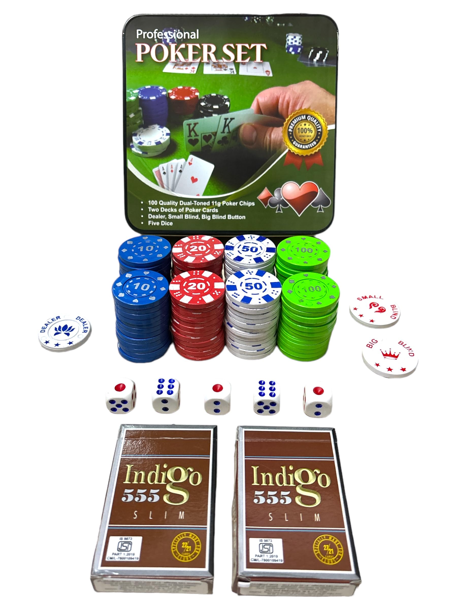 PlayKith Professional Holdem Poker Set with Dual-Toned Poker Chips, 2 Card Decks and Dice (Multicolor) (B0CZMDVM8G) Amazon Price History, Amazon Price Tracker