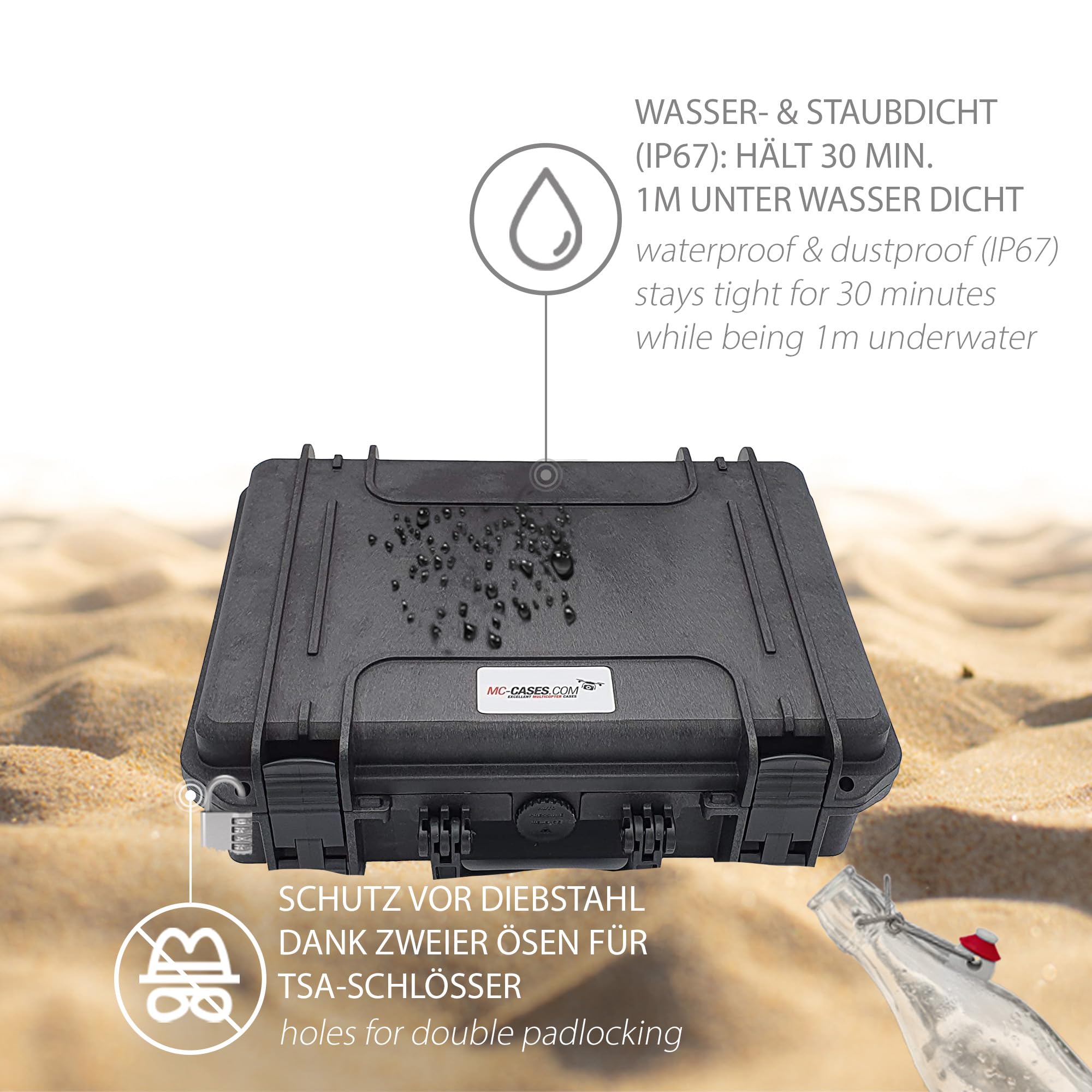 valigetta porta orologi - ospita fino a 8 orologi - si chiude a chiave, resiste all'acqua, ben protetta - perfetta per viaggiare - Made in Germany