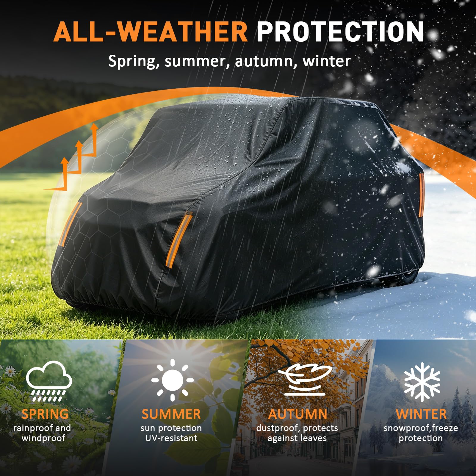 UTV Abdeckplane für Can-Am Defender HD10 Winter Edition | Wasserdichte UTV-Abdeckung,Schutz Bei jedem Wetter,mit Reflektierenden Streifen und Einer Aufbewahrungstasche