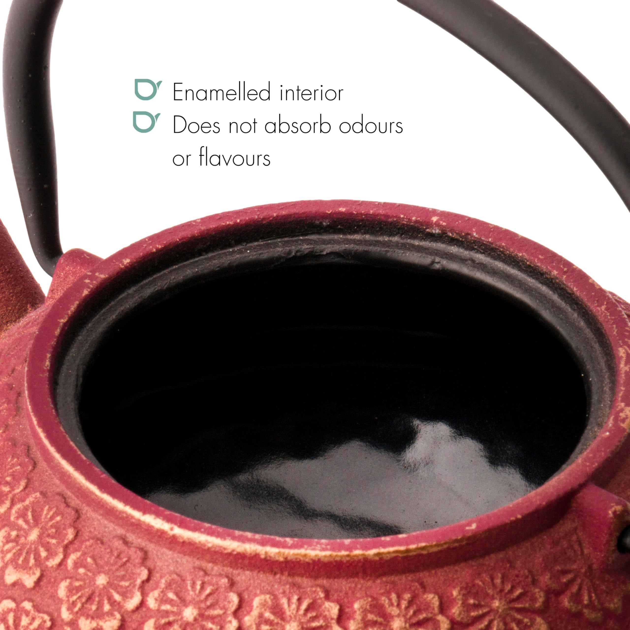 Bredemeijer rotes asiatisches gusseisernes Teekannen Set 0.6 Liter mit 2 Tassen