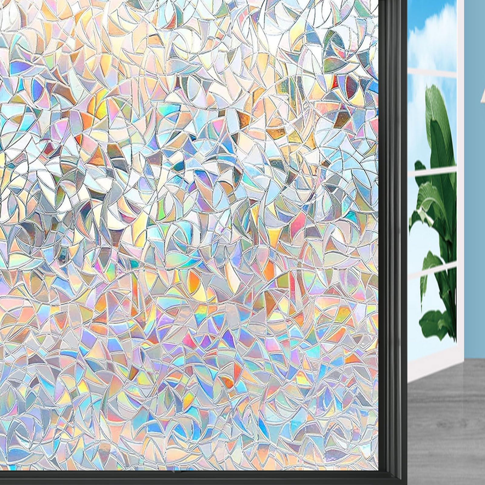 Vinilos para Ventanas Privacidad, Vinilos para Cristales Opaco 110 x 270 cm Anti-UV Estático Autoadhesivo Decorativos para Puertas Cristal Bano Cocina, Mate, Luna Creciente