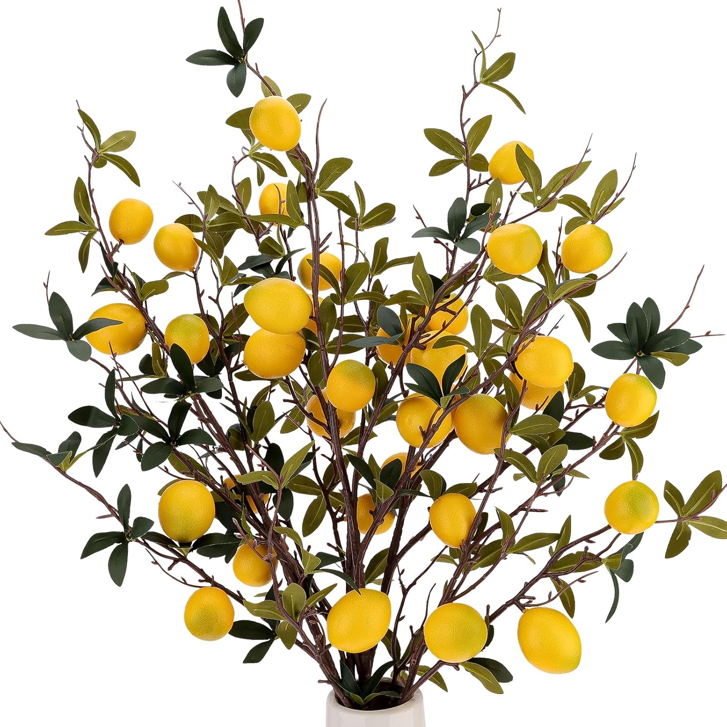 Gresorth 3 Pcs 37.4 Inch Yellow Lemon Lifelike Decoration Artificial Fake Plastic Branch Realistic Fruit Bouquet Display House Cabinet Table Model