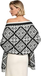 WaJuemy Women's Pashmina Shawl Wraps for Evening Dresses Floral Soft Scarf Blanket Large Wedding Bridal Winter Warm Wrap