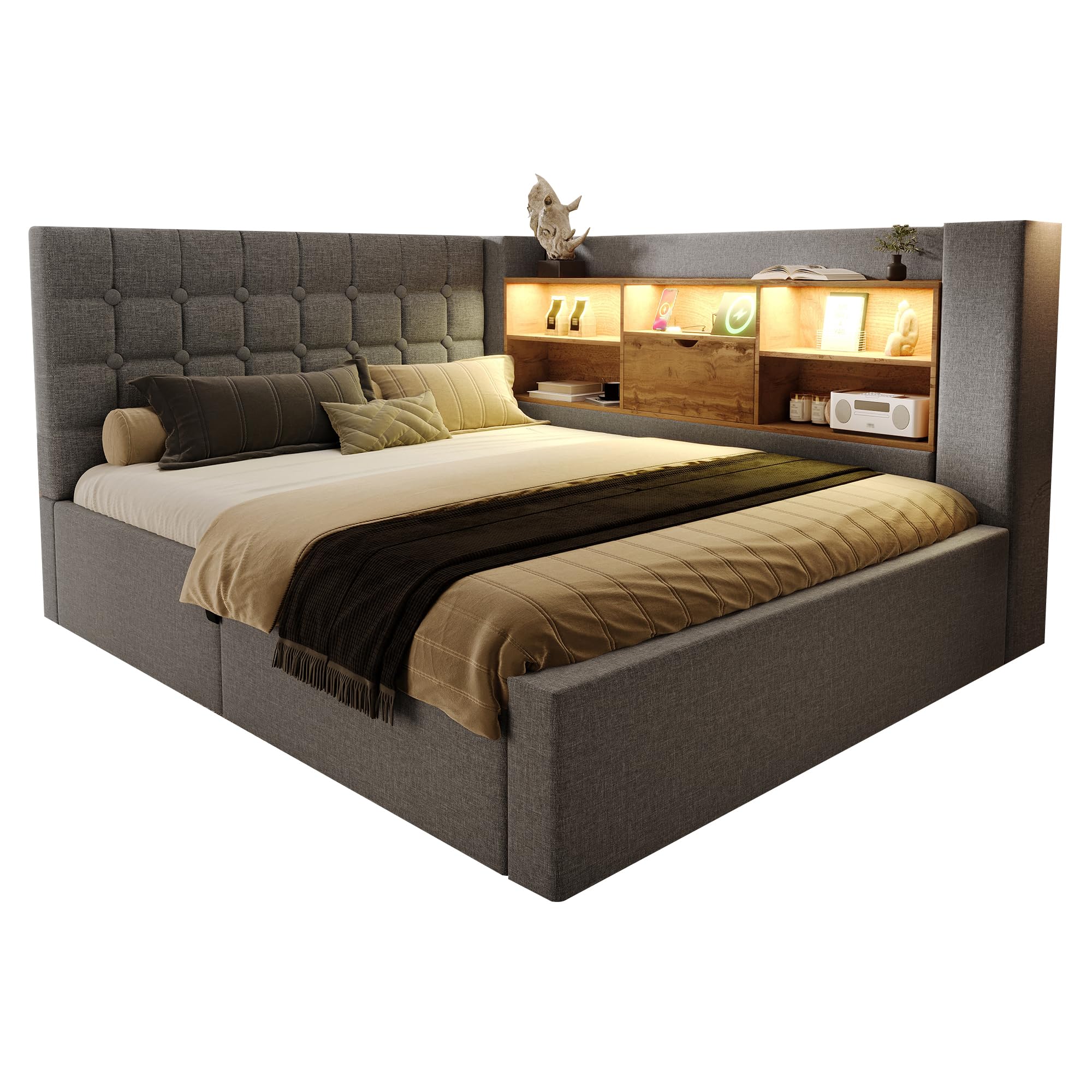 Gecheer Lit gigogne ABMB469789G 140x200cm, 7 Zones, USB, Anti-allergène, 280kg