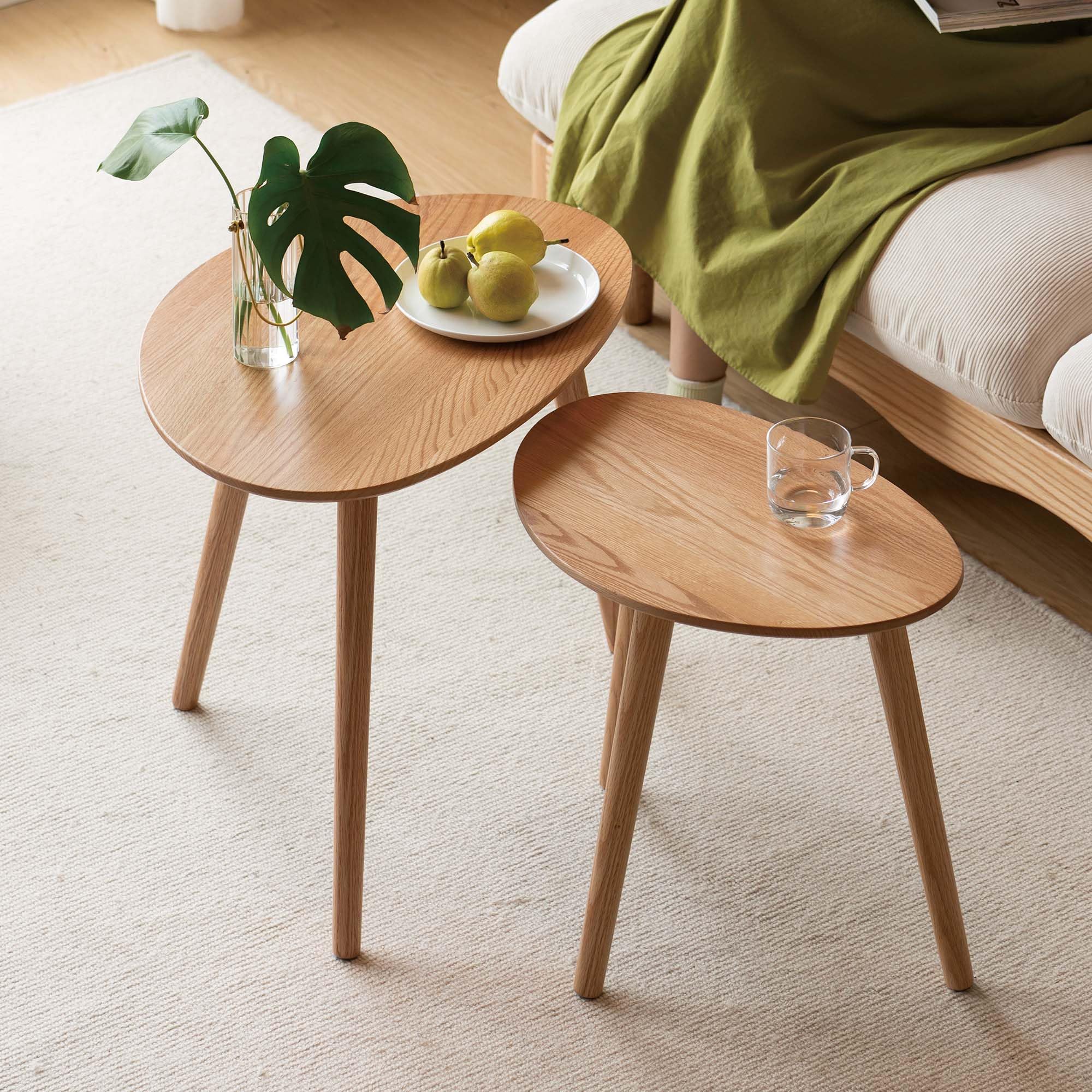 Table Basse Ovale en Chêne Massif Premium | Tables Gigognes YESWOOD Design Galets