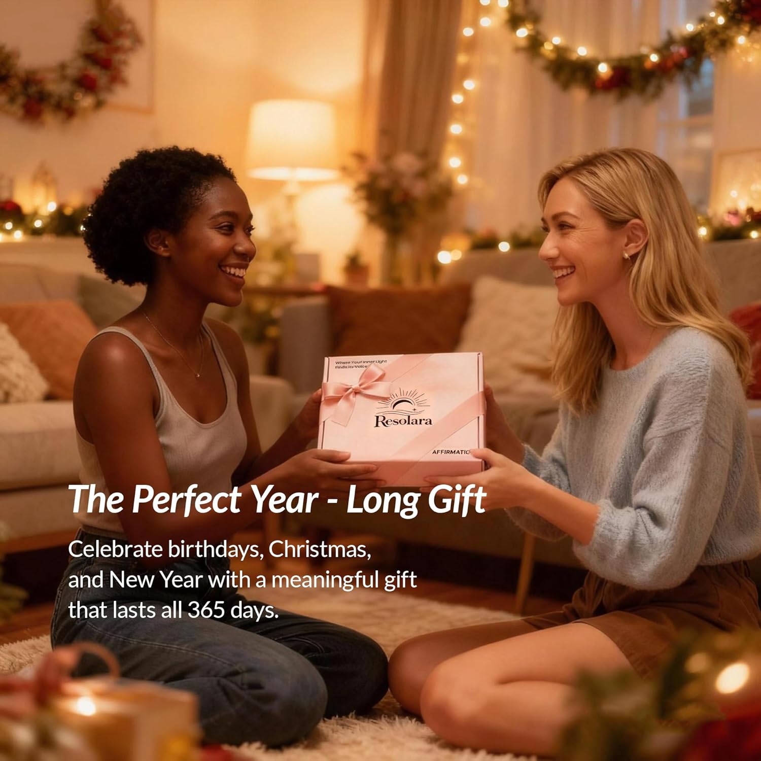 Resolara 2026 Daily Affirmation Cards, 365 Positive Encouragement Messages, 12 Monthly Themes, Self-Care and Motivation Gift Set, Birthday Gift, New Year Gift & Christmas Gifts for Women