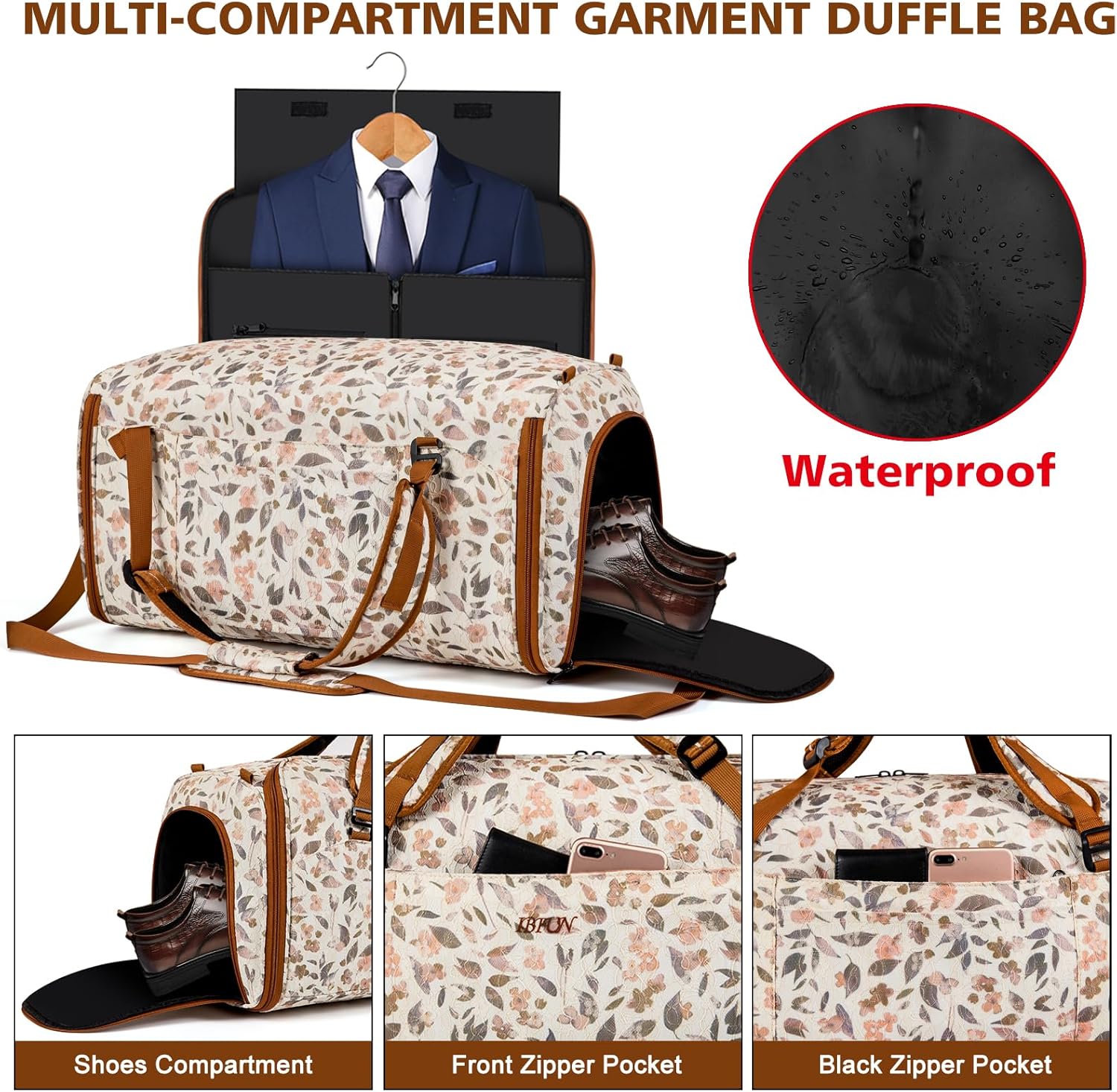 Convertible Garment Duffel Bags for Travel, 4-in-1 Carry on Duffle Bag for Women with Backpack Straps & Waterproof Shoe Pocket, Hanging Suit Dress Weekender Bag for Business, Wedding, 3pcs - Image 5