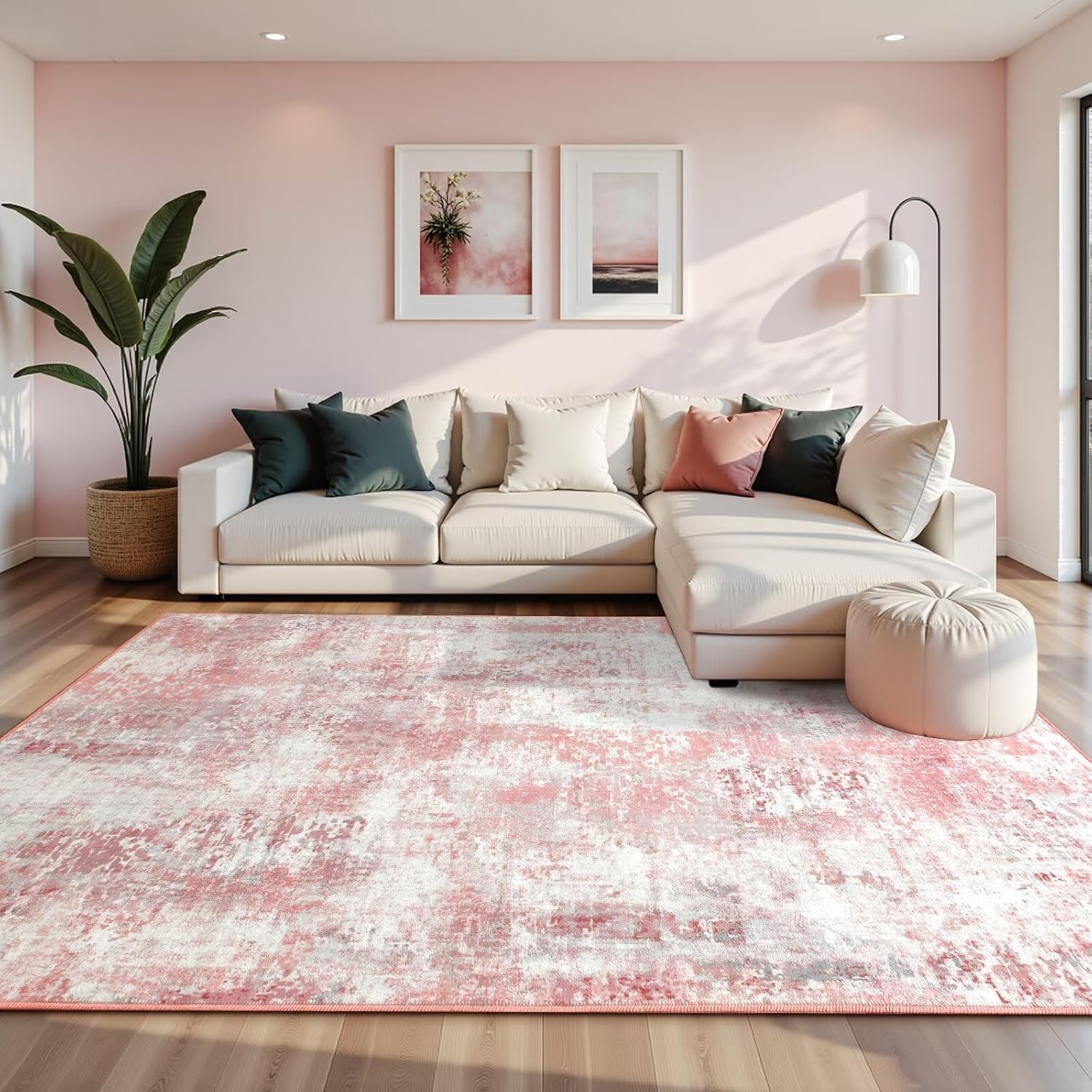 Pink Modern Abstract Rug