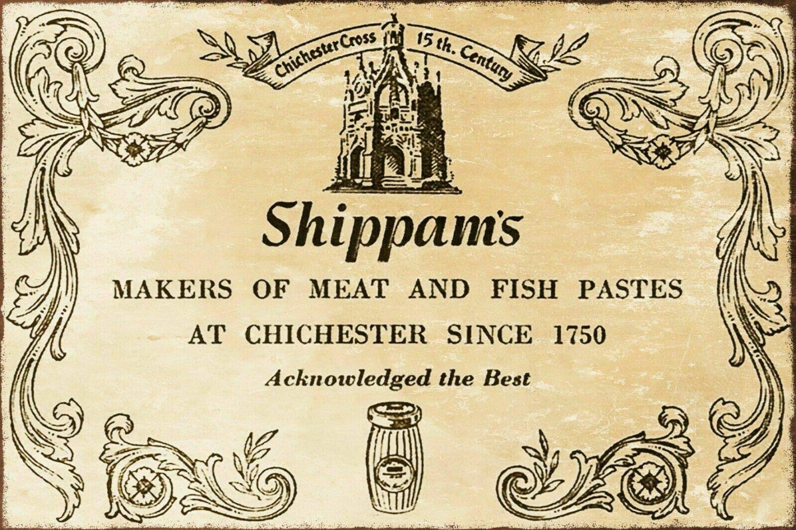 Shippam'S Meat Paste Chichester Decor Funny Vintage Metal Sign Poster 8X12 Inches