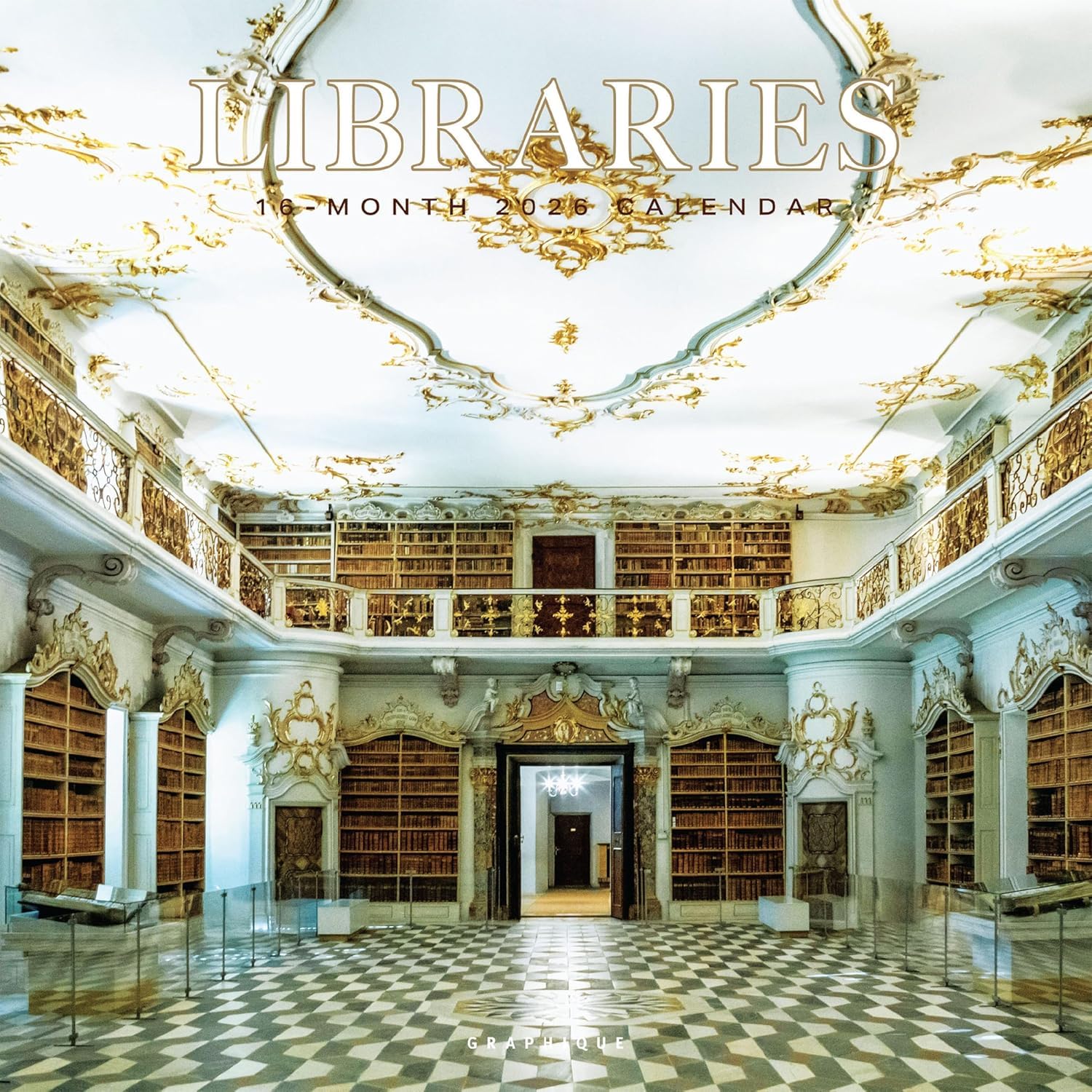 Graphique 2026 Libraries Wall Calendar | 12” x 12” | Thick Paper | Home & Office Organizer | Large Monthly Grid | 3 Languages & Marked Holidays | 4