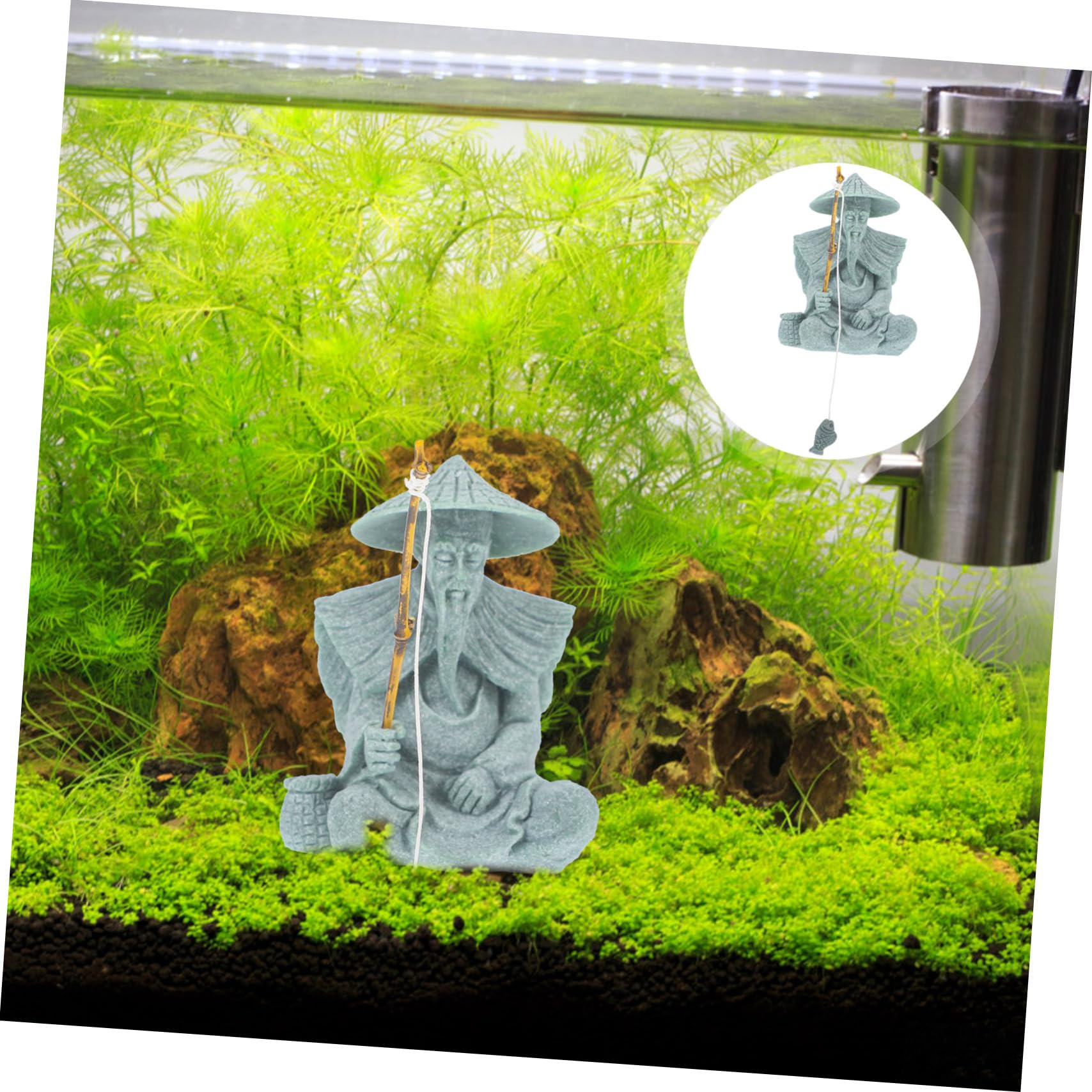 Zerodeko 4 Pezzi Rockery Fish Tank Toy Aquarium Decor Seduto Pesca Figura Spiaggia Pescatori Piccolo Robot Ad Aria Figurine Acqua Animale Bonsai Pesci Acquari