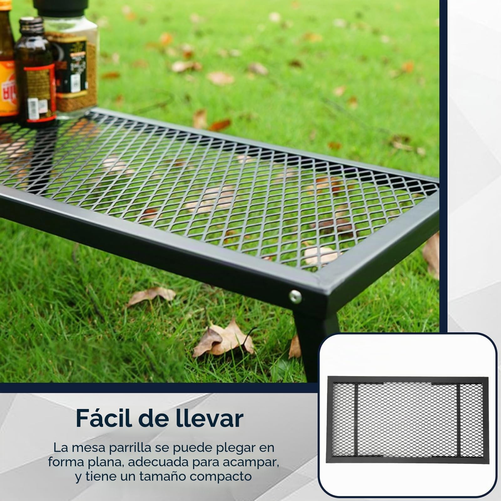 Barbacoa Plegable para Hoguera, Parrilla de Cocina Portátil y Resistente de Hierro para Hoguera, Placa de Cocina Portátil con Gran Superficie Antiadherente para Barbacoa al Aire Libre
