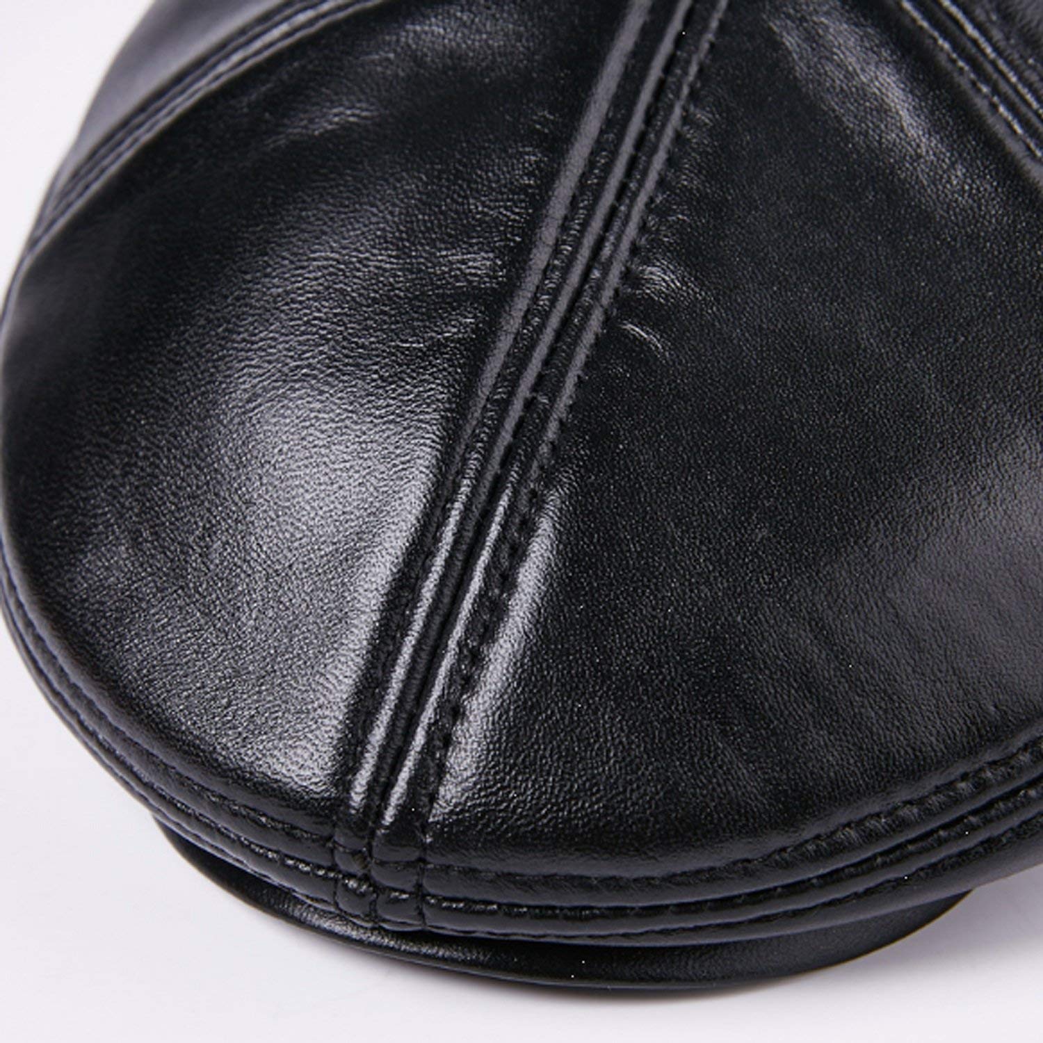 Sombrero de Moda de Cuero de Piel de Invierno de Piel de Invierno Al Aire Libre Más Terciopelo Grueso, Mejor Comodidad/Black/Large