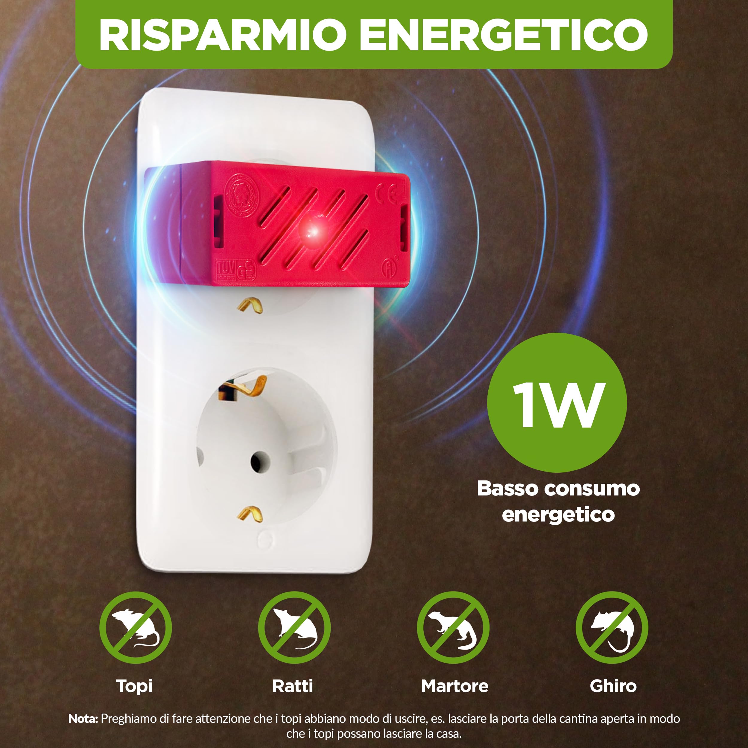 ISOTRONIC repellente topi ultrasuoni allontanare ratti parassiti soffitte cantine garage dissuasore senza veleno trappole portata 30m² 2 unità efficace interno casa protezione difesa stop mobile