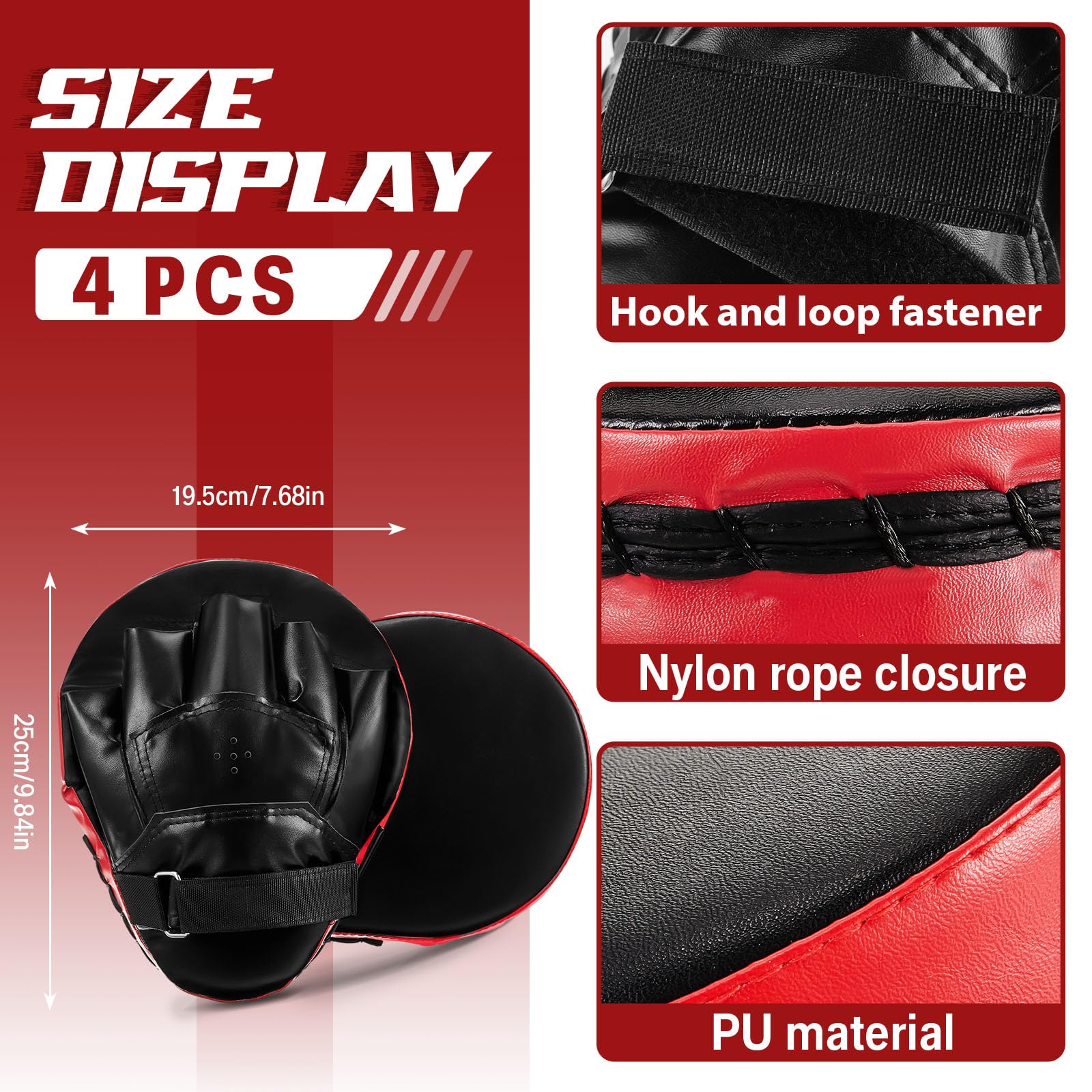 Foilswirl Boxing Set 2 Pairs 8 oz Boxing Gloves and 4 Pcs Pads Boxing Training Set Boxing Mitts and Pads Punching Mitts for Adults Kids Teens Kickboxing Karate Muay Thai MMA Training Martial Arts