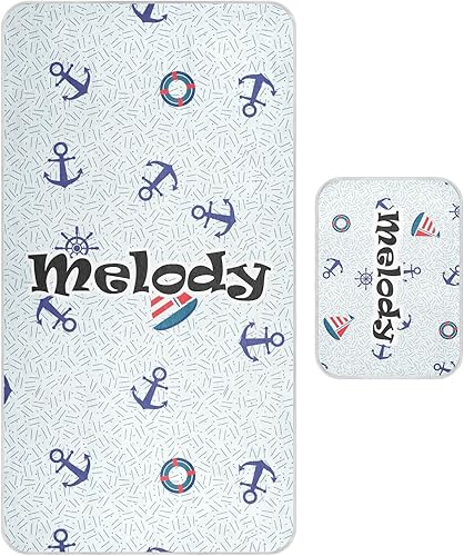 Custom Sailboat Anchor Marine Crib Mattress Protector Pad for Boys Girls Baby Ice Silk Mat Bed Kids Bed & Crib Protection Cooling Mattress Topper