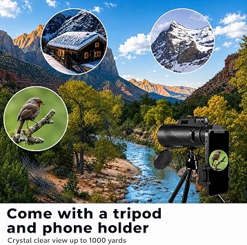 Astreon Monoküler Teleskop, 80x100 Full HD Yüksek Çözünürlük, 10 Km Görüş Mesafesi, 52 mm Lens Çapı, Gece Görüş Destekli, Tripod ve Telefon Tutuculu, Taşıma Çantalı Profesyonel Monoküler Dürbün
