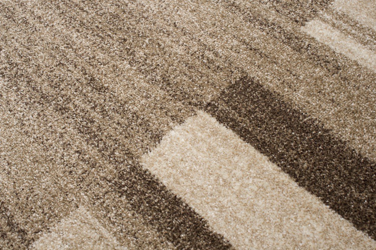 Tapiso Dywan Sari z krótkim włosiem, melanż, nowoczesny, beżowy, brązowy, kremowy, designerskie obszycie, abstrakcyjne paski, linie, idealnie nadaje się do salonu, pokoju gościnnego, jadalni, Ökotex 220 x 320 cm