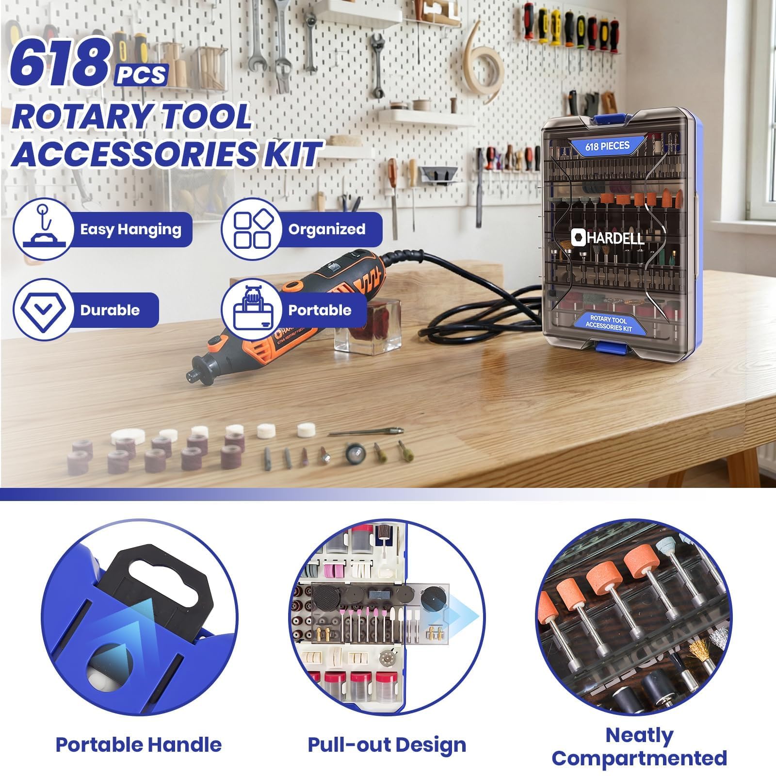 HARDELL Rotary Tool Kit - 618 Accessories -2