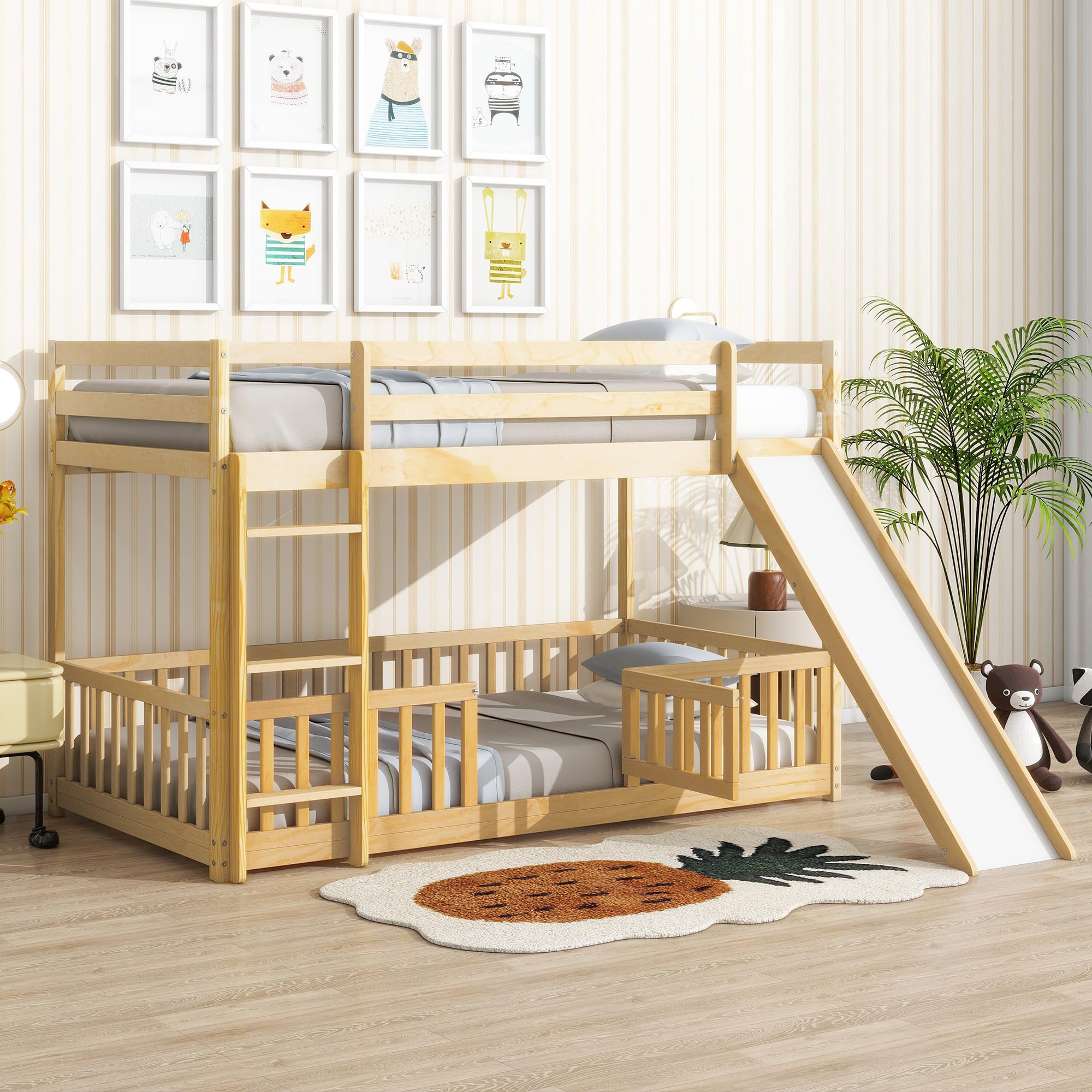Diagram showing bunk bed dimensions in inches
