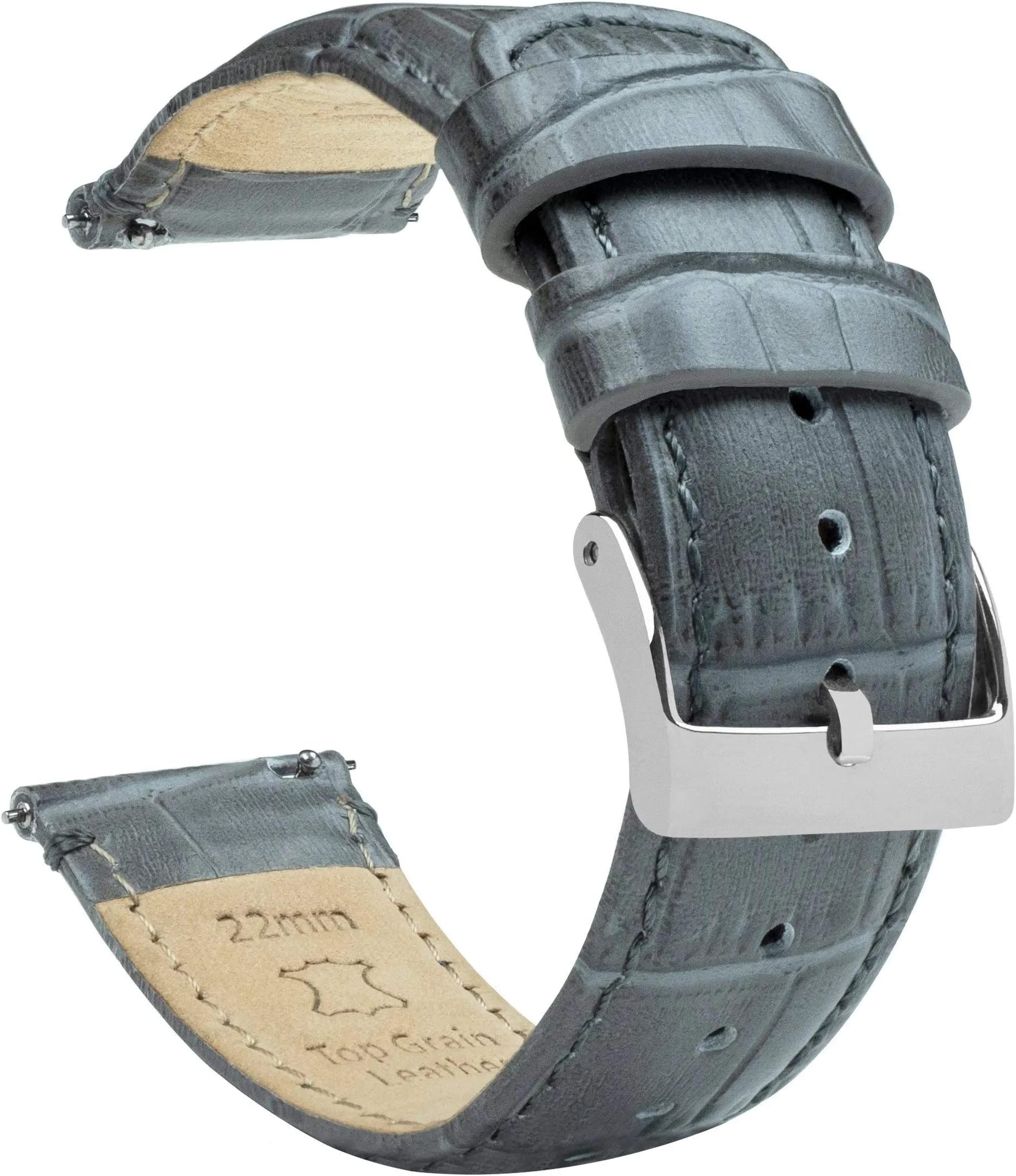 BARTON WATCH BANDSBarton Alligator Grain - Quick Release Leather Watch Bands - Choose Color, Length & Width - 16mm, 18mm, 19mm, 20mm, 21mm, 22mm, 23mm, or 24mm Standard or Long
