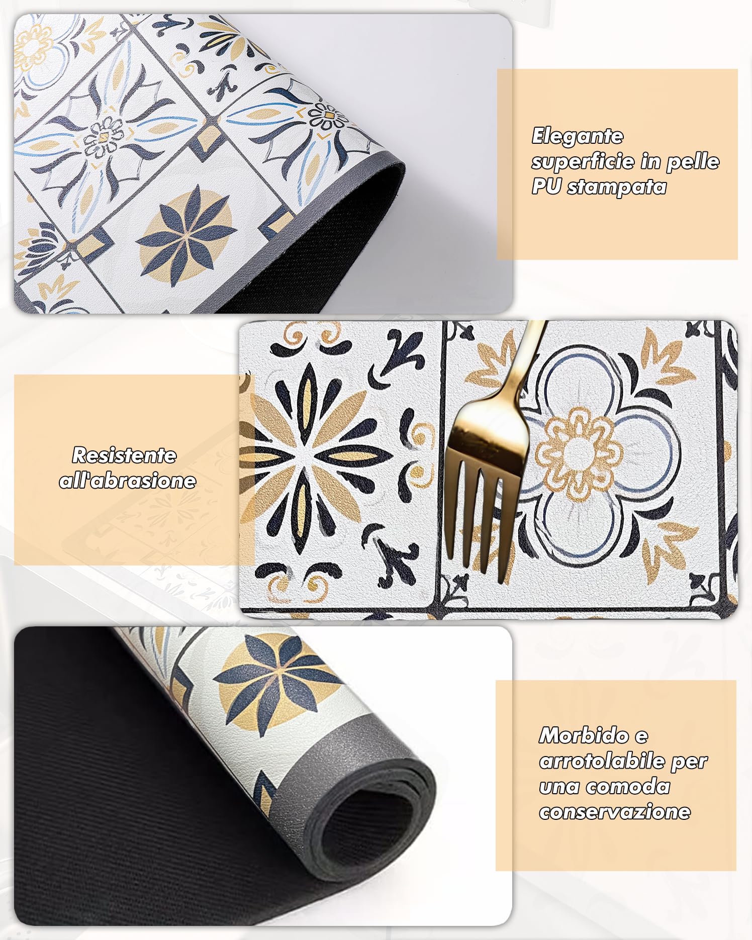 Tappetino Assorbente Cucina 60x40 cm, Antiscivolo per Macchina da Caffè e Stoviglie, Protezione Piano Lavoro Antimacchia