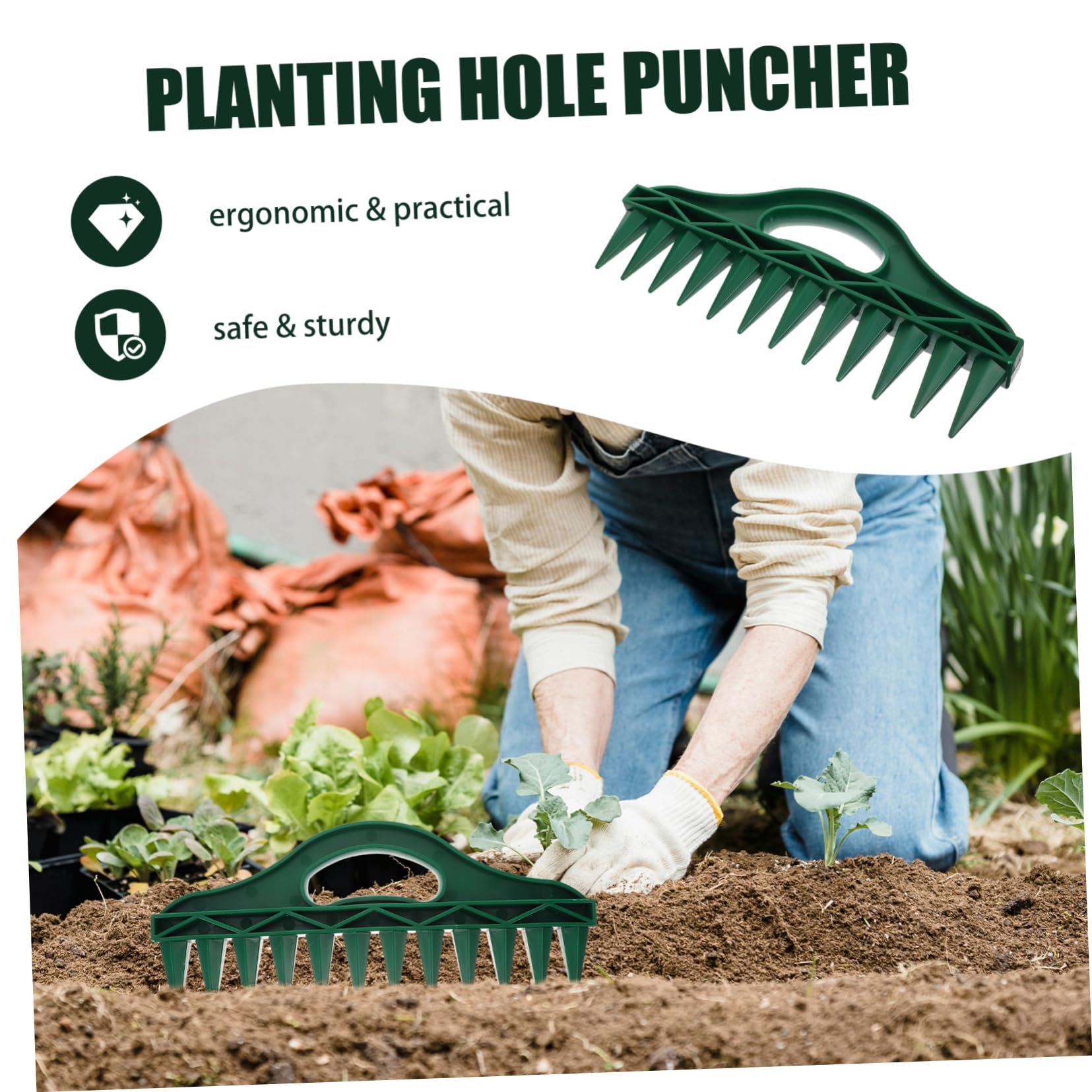 INOOMP 5 Pz Perforatore Per Semina Fioriera a Mano Giardino Allentare Gli Attrezzi Del Terreno Piantatrice Di Bulbi a Mano Perforatrice Da Giardino Comodo Dibber Plastica Green
