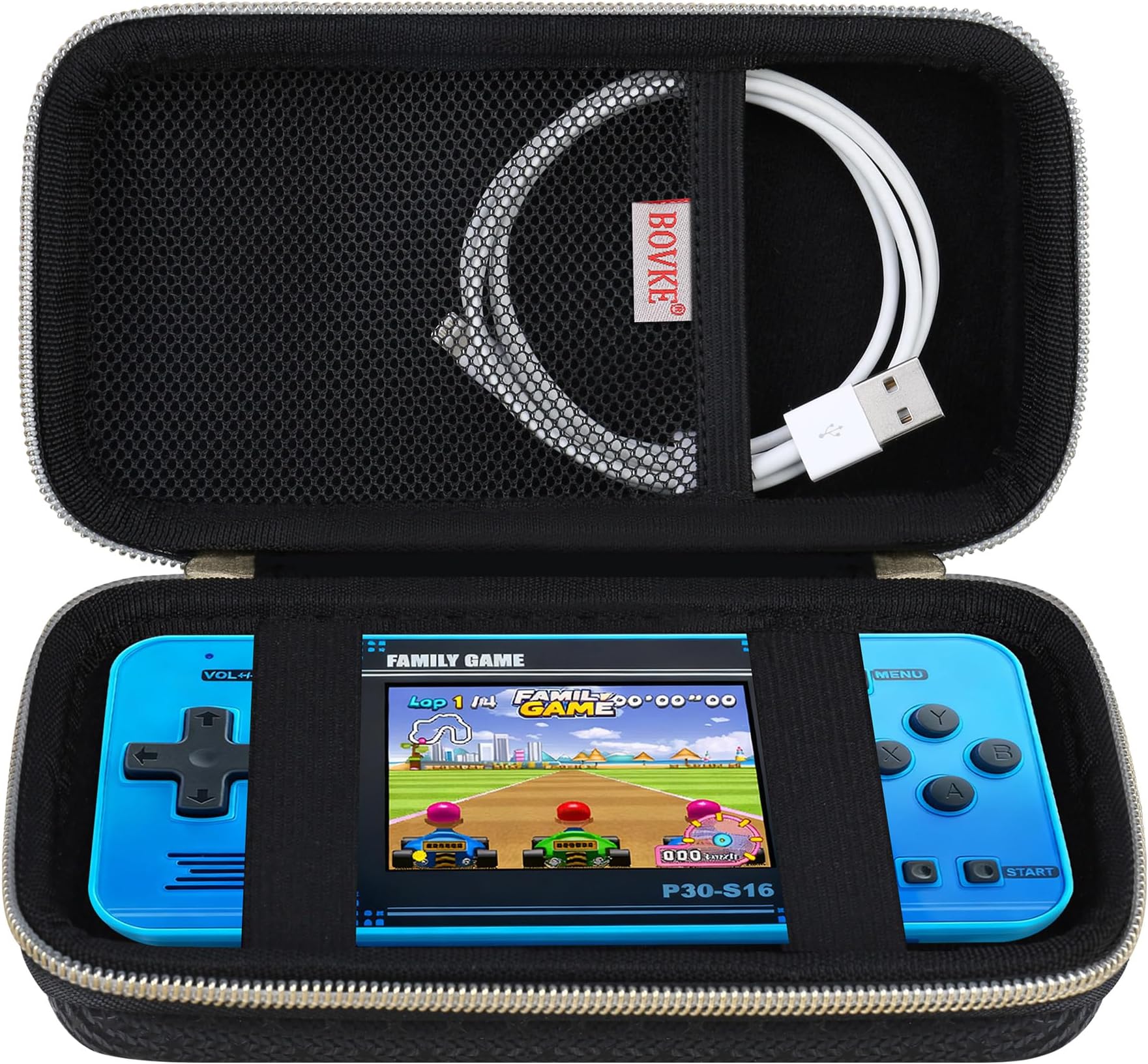 BOVKE Carrying Case for WELLST·G Handheld Game -Preloaded 220 Retro Video Games, Mini Arcade Electronic Storage Organizer, Extra Mesh Pocket fits Cable, Black Star (Case Only)