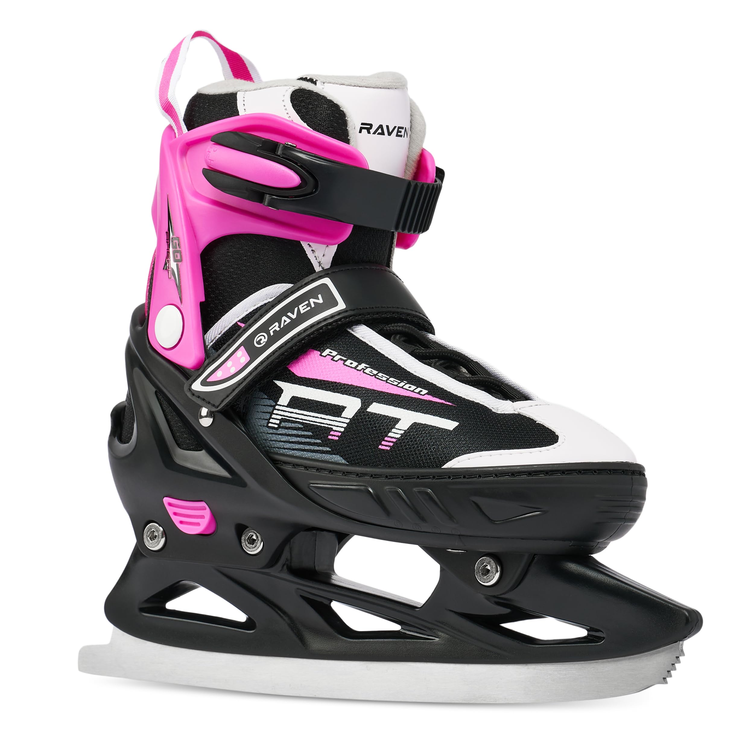 RAVEN Patines en línea, patín de Hielo 2 en 1 Profession Ajustables y modificables Negro/Rosa, 31-35(20,5cm-22,5cm)