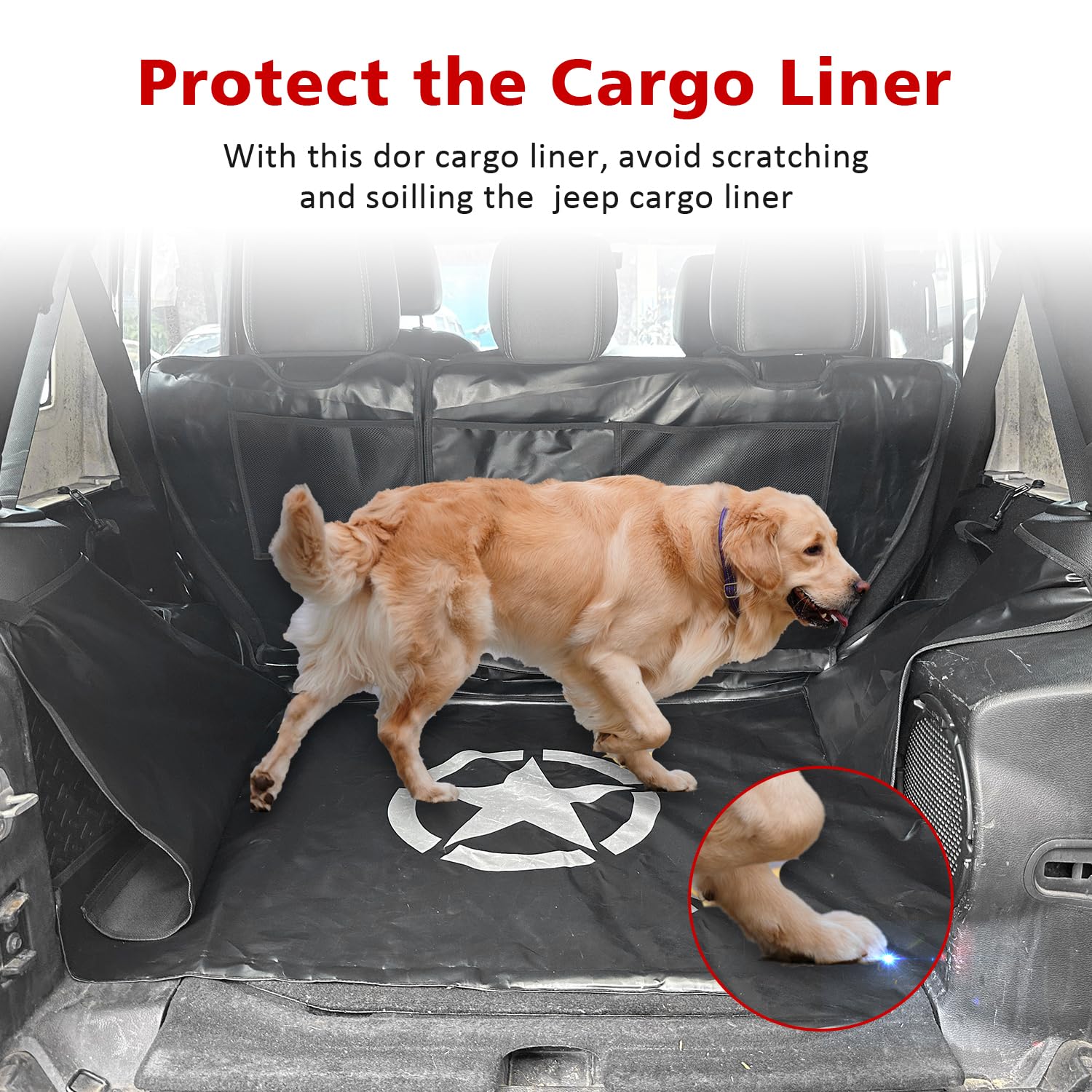 SUNPIE Alfombrilla de Carga para Maletero de Perro Compatible con Jeep Wrangler JK/JL Unlimited de 4 Puertas 2007-2025, Impermeable y Antideslizante, Protector de Forro de Carga para Mascotas,
