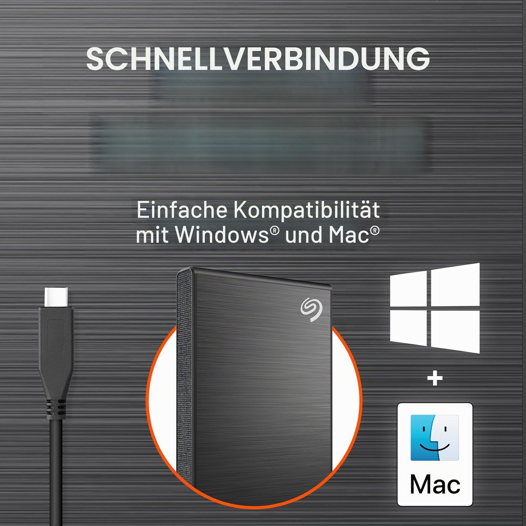 Seagate One Touch SSD 1TB, bis zu 1.030 MB/s, Android-App, Mylio Create 1 Jahr, Adobe Creative Cloud Foto-Abo 4 Monate, inkl. 3 Jahre Rescue Service, Schwarz, Modellnr. STKG1000400