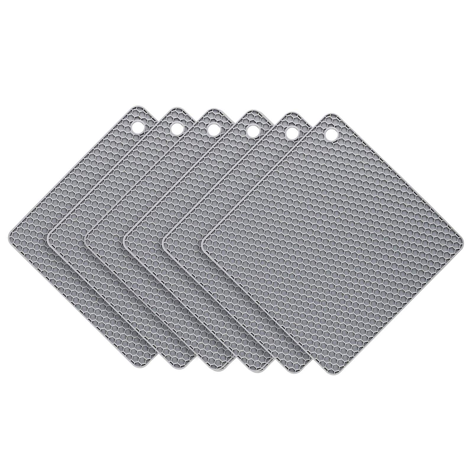 Tapis de Table de Mariage Western, Tapis de Table en Nid d'abeille en Silicone antidérapant Anti-Brûlures pour la Décoration Sets de Table de Fête de Noël Ensemble de 6, Gris X6