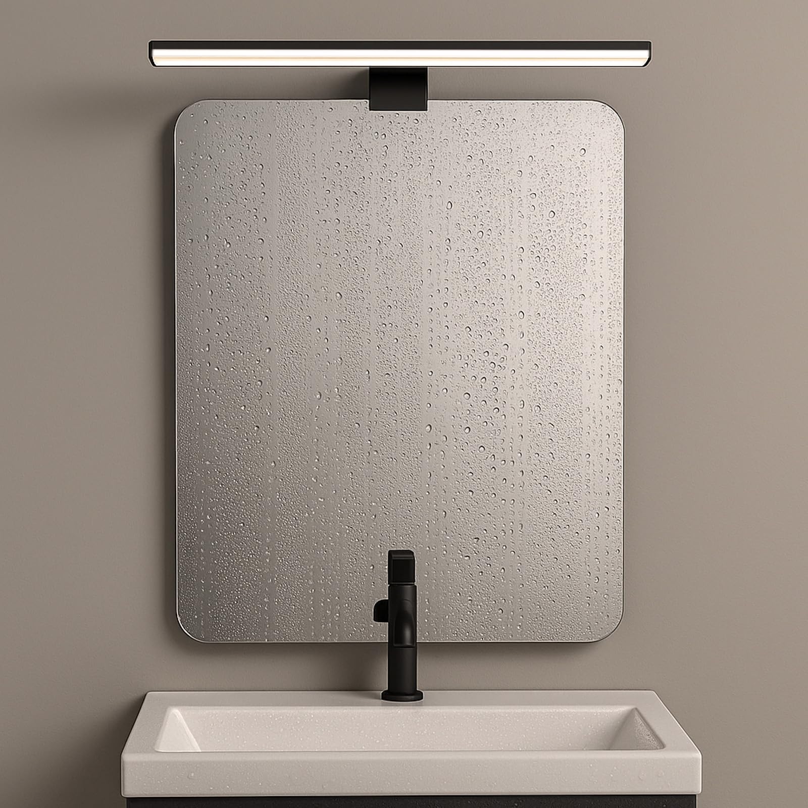 Alpinaluz Applique LED Noire pour Miroir de Salle de Bain – 4000K Blanc Neutre – IP44 – Aluminium et Supports en Polycarbonate – Installation sur Miroir, Mur ou Meuble (50cm 12W)