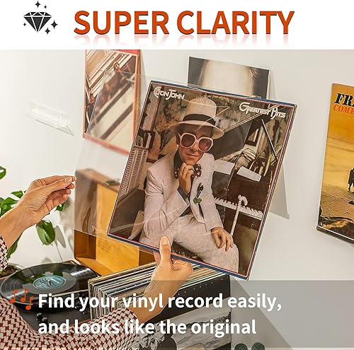 Miniatura 2 de Fundas de disco para discos de vinilo, 50 fundas de plástico transparente de 12 pulgadas para discos LP exteriores, 12.75 x 12.75 pulgadas,
