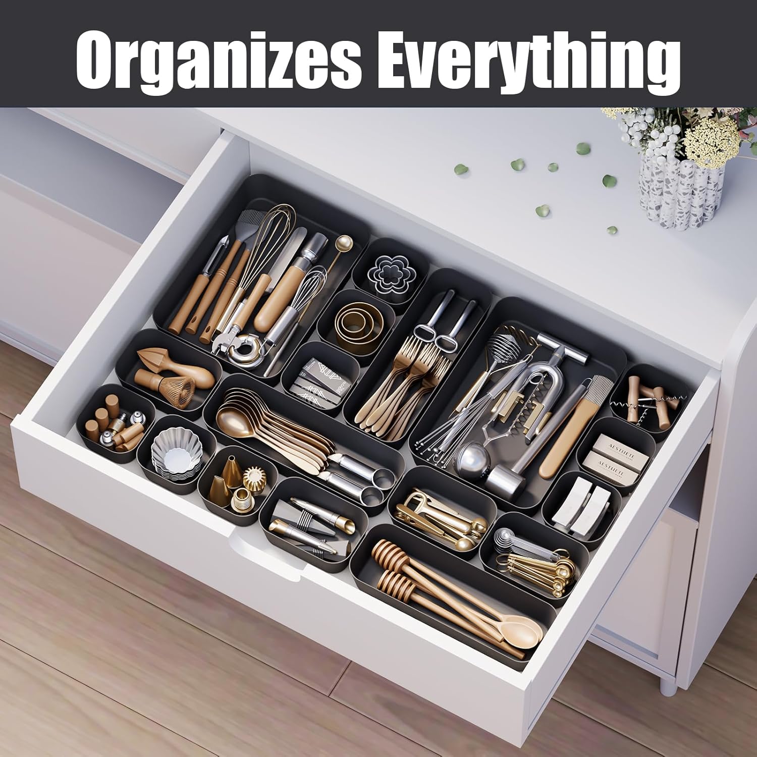 Famhap Organisateur Antidérapant 10 Pièces: Rangement Optimalisé pour Coiffeuse, Bureau & Cuisine - Description