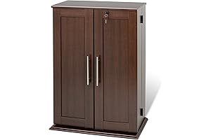 Prepac Espresso Media Storage Cabinet: Secure DVD Rack and Versatile Storage Solution